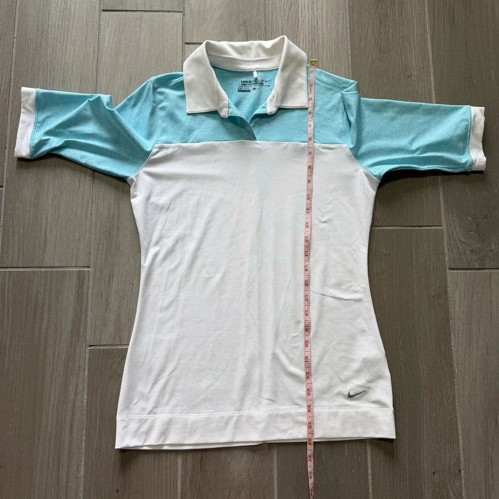 Nike Golf Size‎ S Dri Fit Tour Performance Polo Shirt White Blue Womens Preppy
